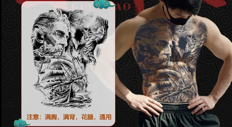 Angel Wings God Tattoo Stickers Realistic Juice Ink Semi Permanent Full Back Body Tattoo Temporary Lasting 2 Weeks Men Adult