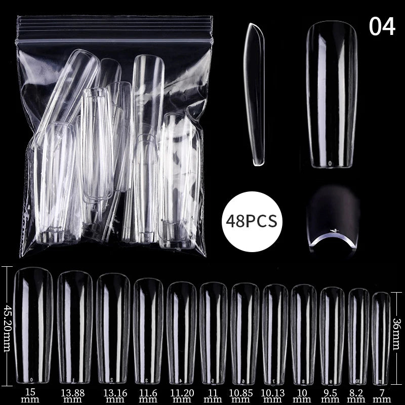 False Nail Tips Extension System Full Cover Sculpted Coffin False Fake Nail Tips DIY Practice Manicure Tools Quick Building Mold