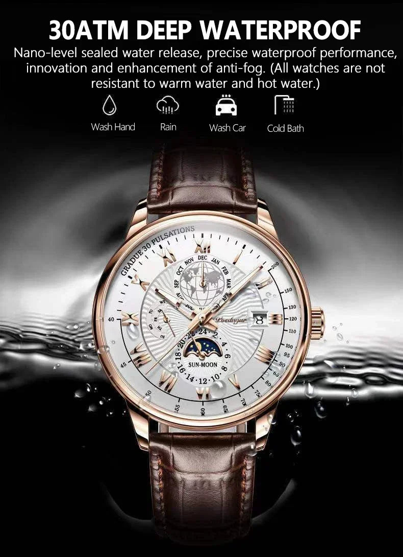 Men's Watch New Fashion Leather Waterproof Luminous Top Brand Luxury Mens Quartz Wristwatch Men Sport Casual Watches