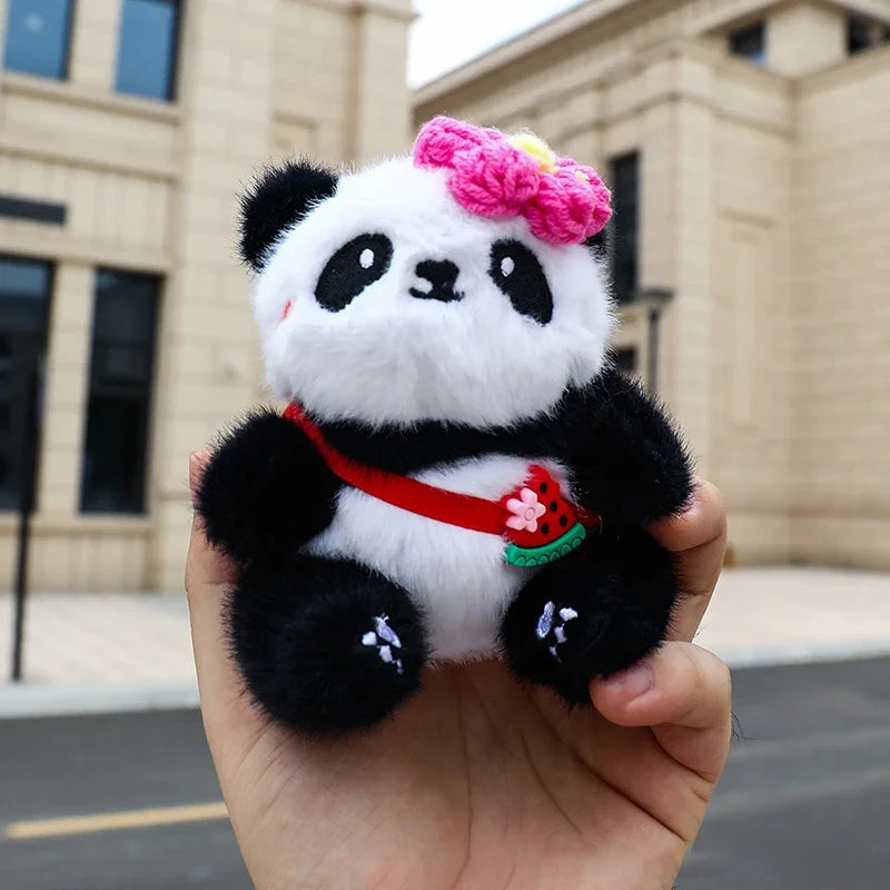 Cute Panda Plush Keychain Cartoon Kawaii Animal Soft Stuffed Doll Keyring Bag Pendant Charms Backpack Decoration Girls Gift