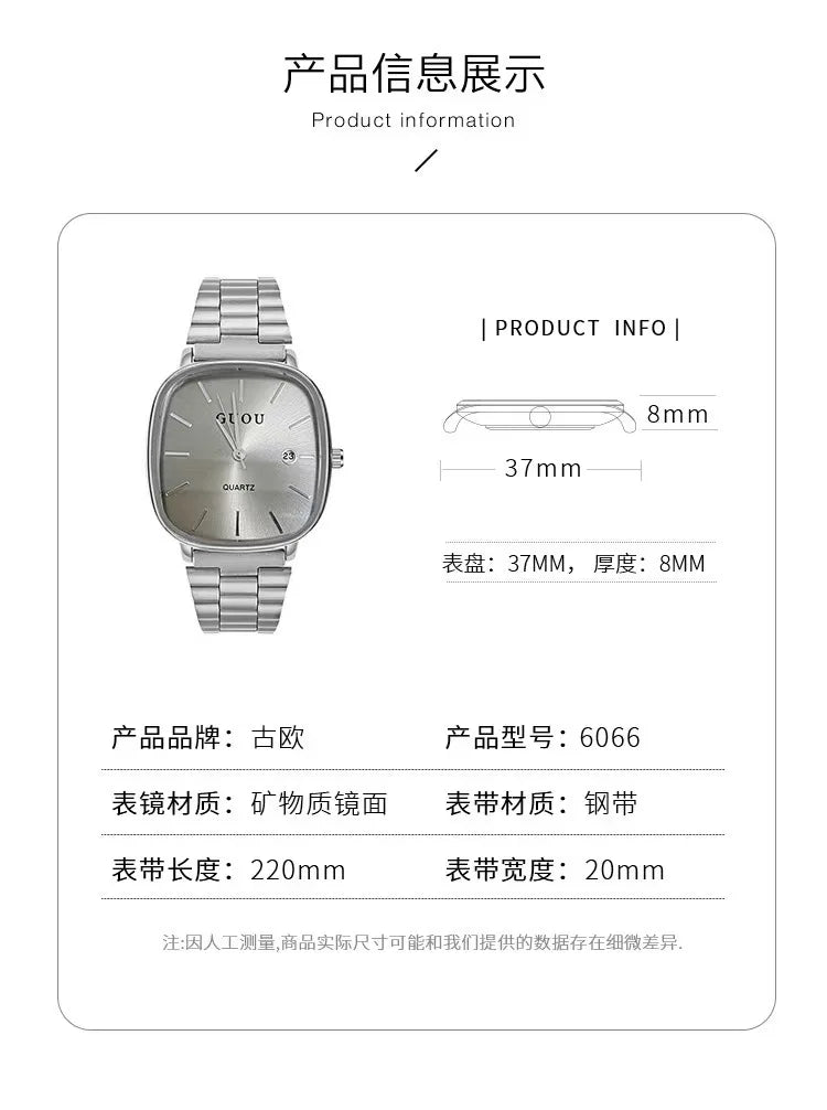 Famous Brand Men Watch Steel Strap Silver Color Calendar Quartz Watches Luxury Women Gift Wristwatch Dropshipping Clock