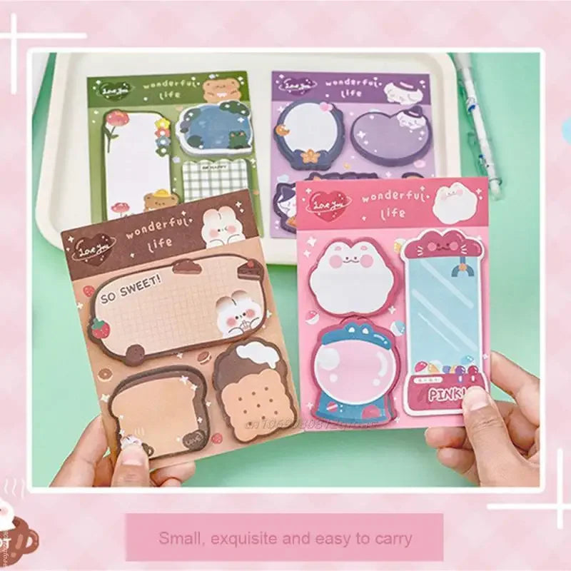 60sheets Sticky Notes Cute Cartoon Colorful Memo Pad Ins Kawaii Stationery Posted Tabs Its Memo Message Paper School Supplies