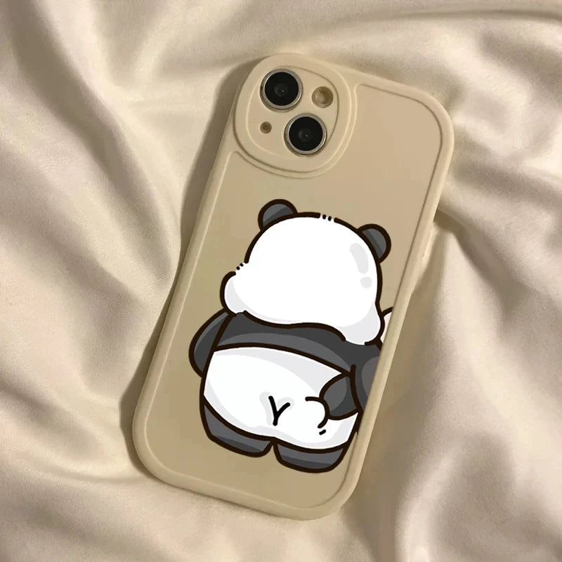 Funny Cartoon pinch butt bear rabbit Couple Phone Case for IPhone 14 13 12 15 11 Pro Max Mini 7 8 Plus SE X XR XS Max Soft Cover