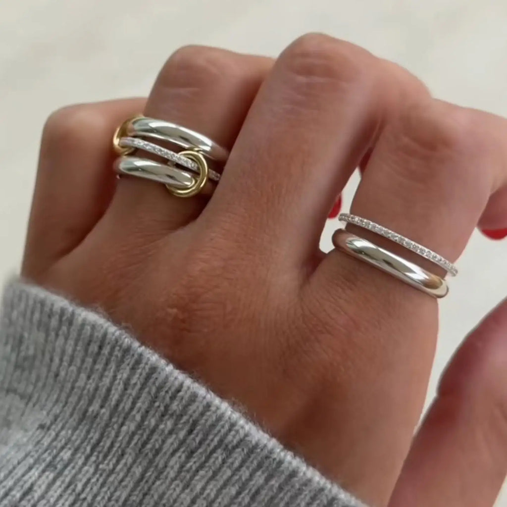 Ring Stack Set For Women Men INS Fashion Stainless Steel Silver Color Cubic Zirconia Spinelli Ring Finger Jewelry Trends 2025