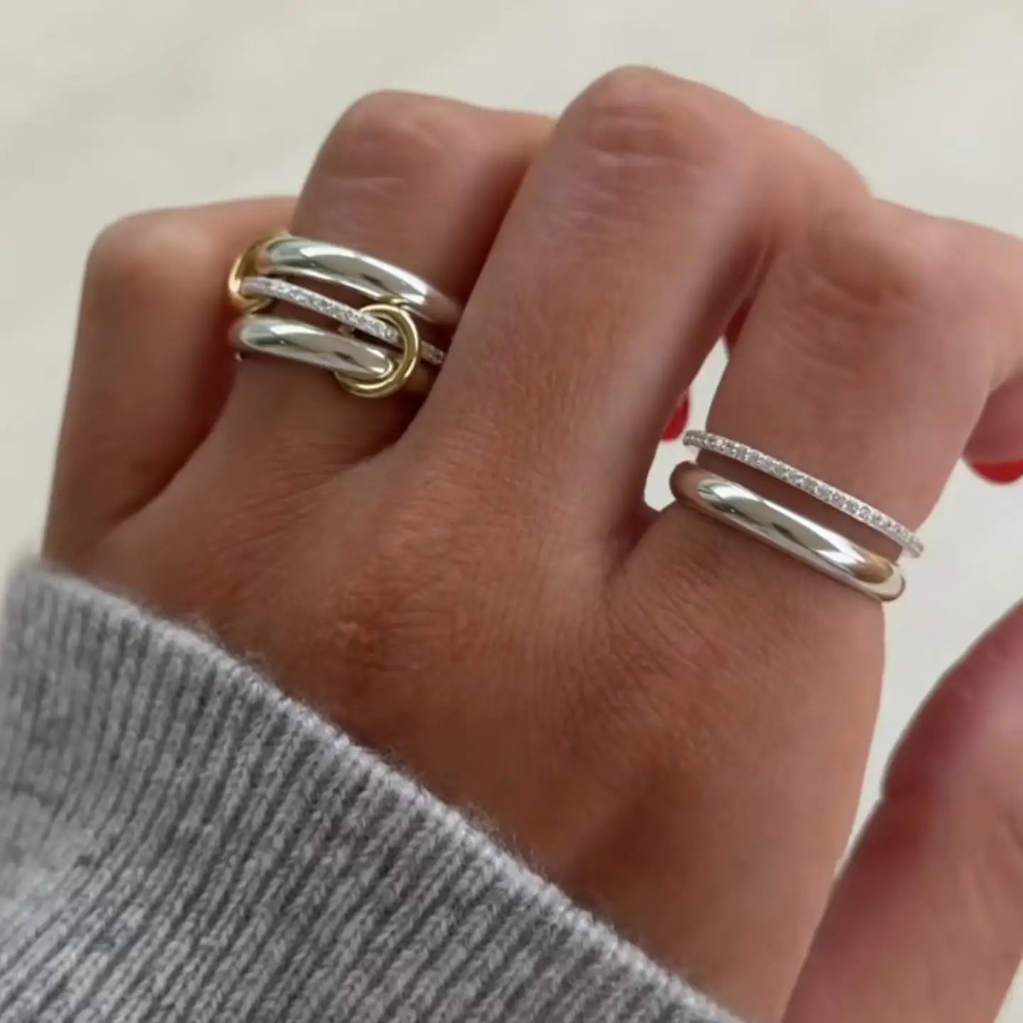 Ring Stack Set For Women Men INS Fashion Stainless Steel Silver Color Cubic Zirconia Spinelli Ring Finger Jewelry Trends 2025