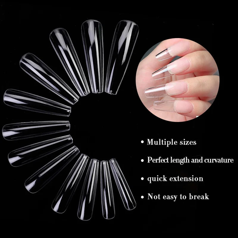 False Nail Tips Extension System Full Cover Sculpted Coffin False Fake Nail Tips DIY Practice Manicure Tools Quick Building Mold