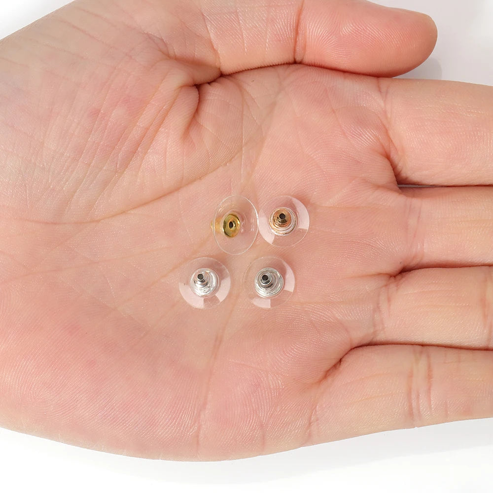 100pcs/lot Silicone Rubber Earring Backs Stopper Earnuts Stud Earring Back For DIY Jewelry Making Findings Accessories Supplies