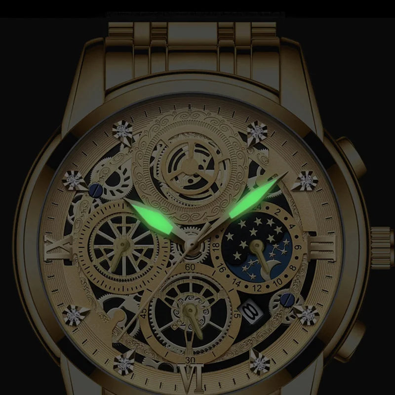 BINBOND Luxury Fashion Casual Quartz Men Watch Stainless Steel Strap Luxury Dial Luminous 30M Waterproof Business Men Wristwatch