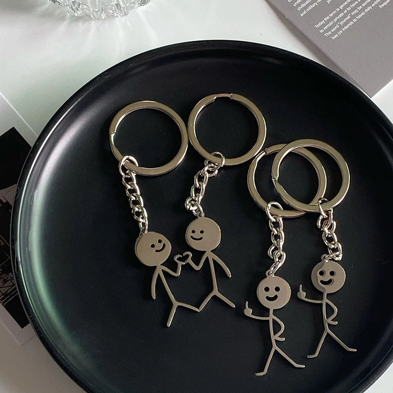 1PC Interesting Match People Than Heart Middle Finger Couple Keychain Car Personality Cute Funny Student Car Pendant Accessories