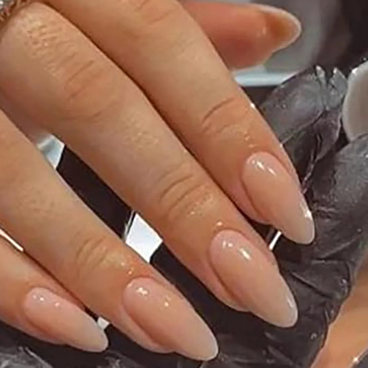 24Pcs Gradient Fake Nails Almond Press on Nails Solid Color Ombre Stick on Nails Full Cover Glazed Donut Acrylic Manicure Nail