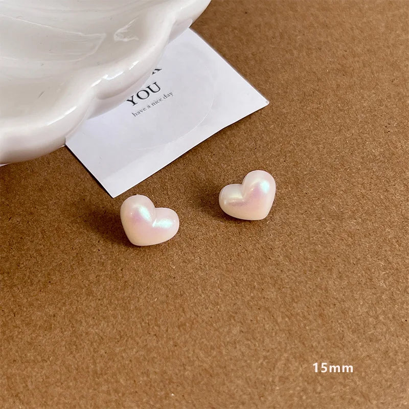 Vintage Cute Red Love Heart Stud Earrings for Women 2024 Korean Fashion Charm Wedding Bride Jewelry Accessories Anniversary Gift