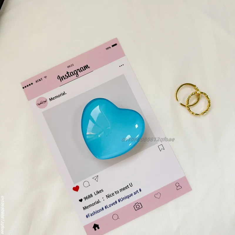 Heart Shape 3D Crystal Foldable Finger Ring Griptok Phone Holder for IPhone Samsung Support Socket Pocket Grip Tok Stand Bracket