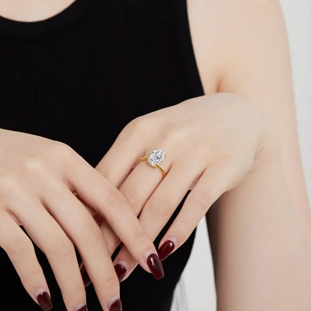 Ring For Charm Lady With 4.5ct Oval Shape D Color Moissanite Diamond Ring For Women Gift Drop Shipping