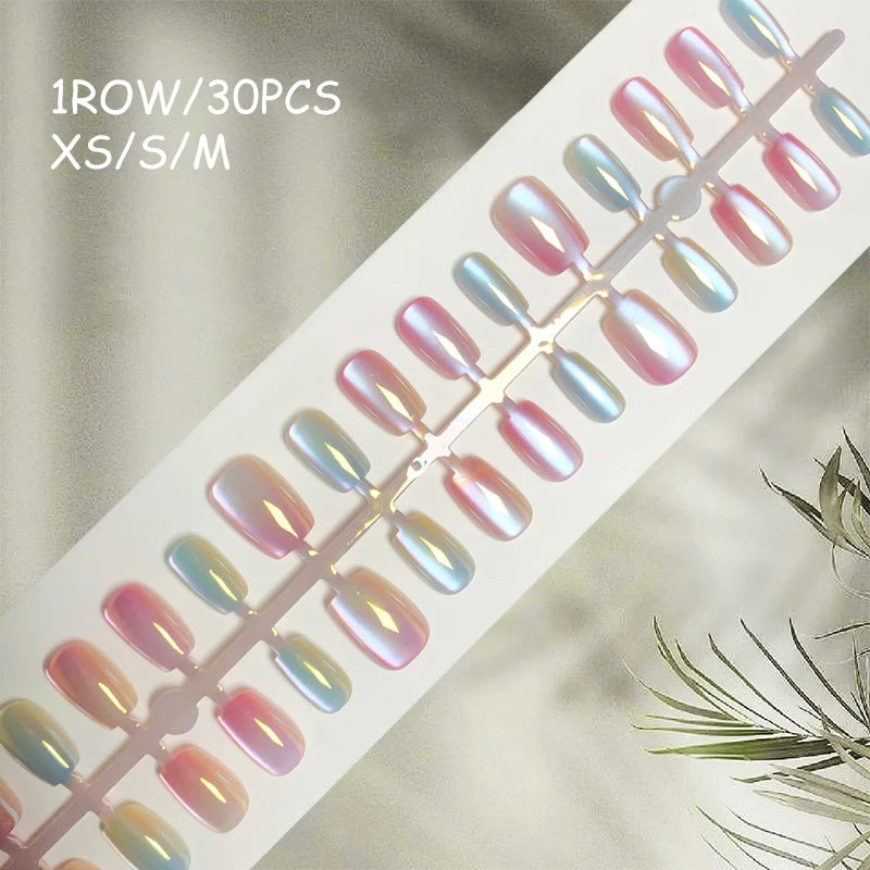 30pcs Gradient Fake Nails French Blush Nude Nail Waterproof Faux Medium Coffin False Nails Fingernails Press On Nails Tips  Mani