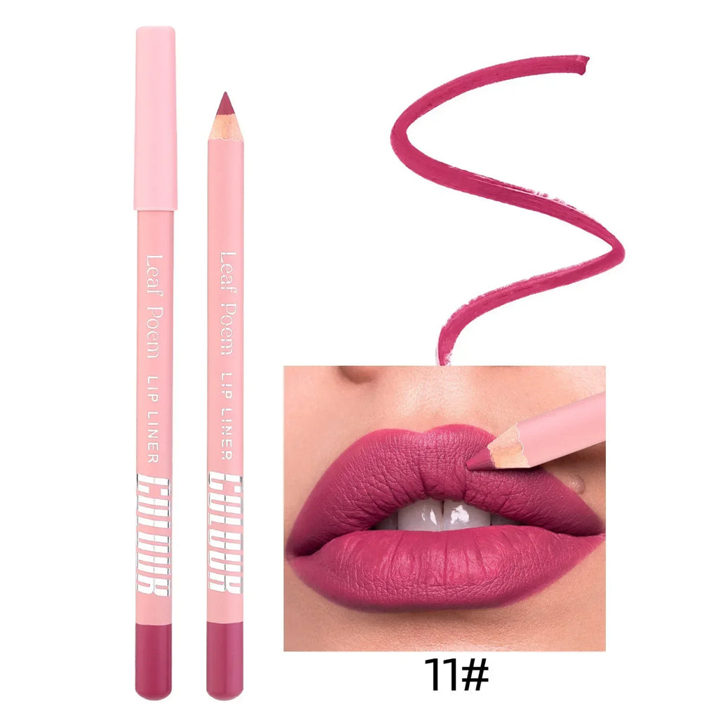 Nude Matte Lipstick Pencil Lipliner 12 Colors Waterproof Lip Liner Outline Lips Contour Makeup Matte Red Lipsticks Pen Cosmetics