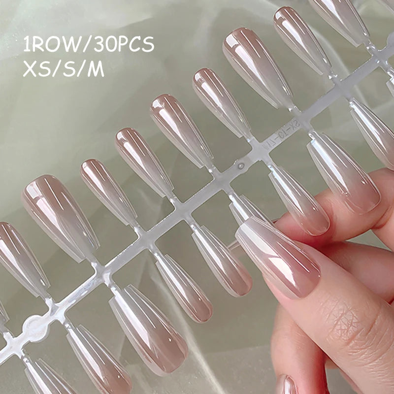 30pcs Gradient Fake Nails French Blush Nude Nail Waterproof Faux Medium Coffin False Nails Fingernails Press On Nails Tips  Mani
