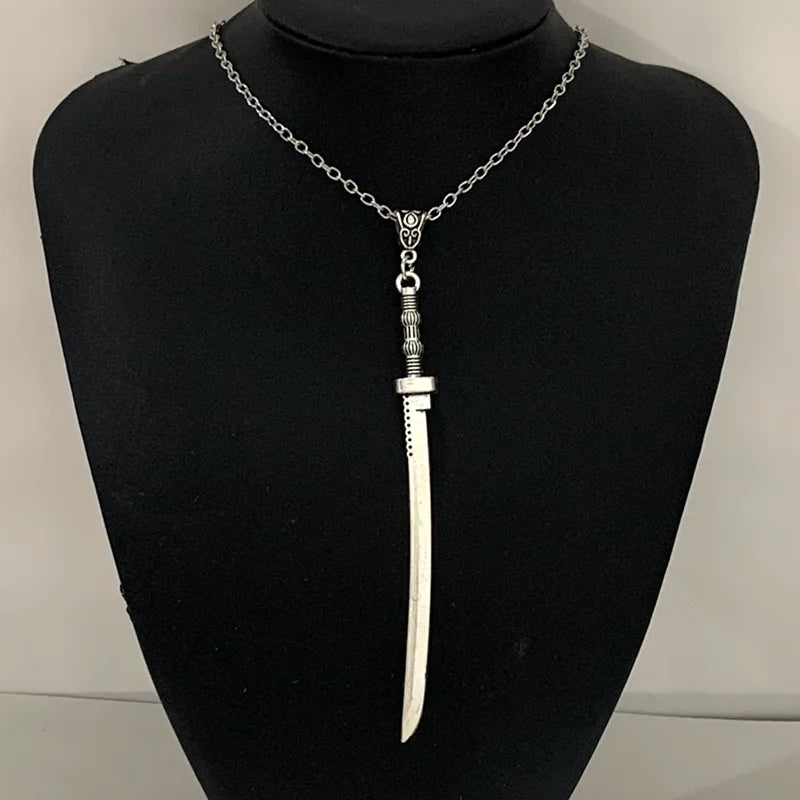 Sword Necklace Retro Harajuku Dark Long Knife Pendant Necklace Men's Cool Fashion Women's necklace Samurai Jewelry Gift