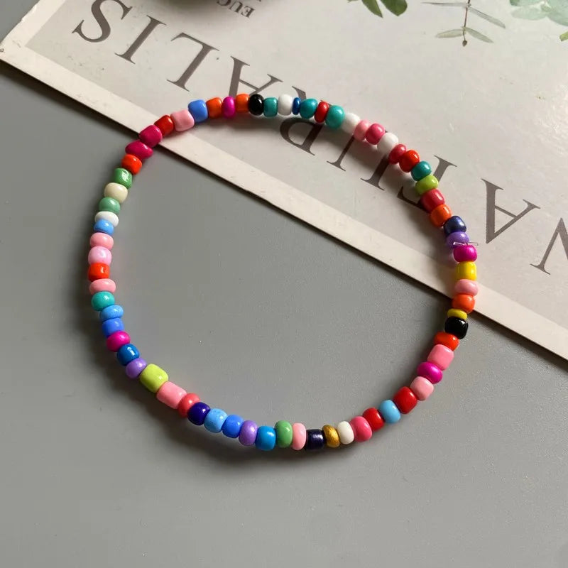 Bohemian 1 PC New Handmade Beaded Anklet Seed Bead  Colorful Ankle Bracelet On The Leg Foot Trendy Jewelry For Women Men 22.5cm