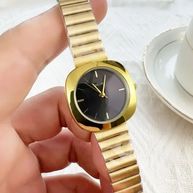 Ladies Simple Gold Quartz Watch Brand Watches for Women Adjustable Stainless Steel Strap Luxury Gift Wristwatches Dropshipping