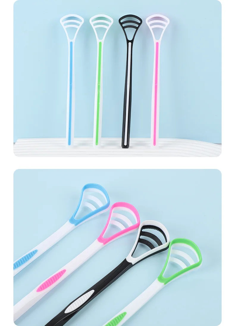 1PCS Silicone Tongue Scraper With Ergonomic Handle Double-sided Fresher Breath Tongue Cleaning Brush Oral Hygiene Tool Wholesale