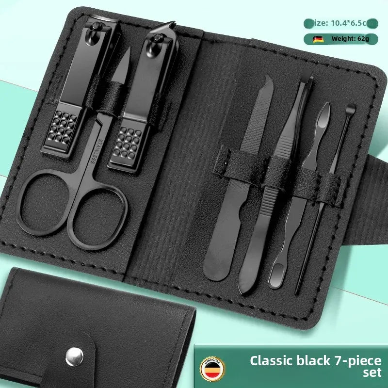 1/4 Pieces/set Manicure Set with Portable Leather Case and Nano Nail File - Fingernails & Toenails Clippers for Nail Care