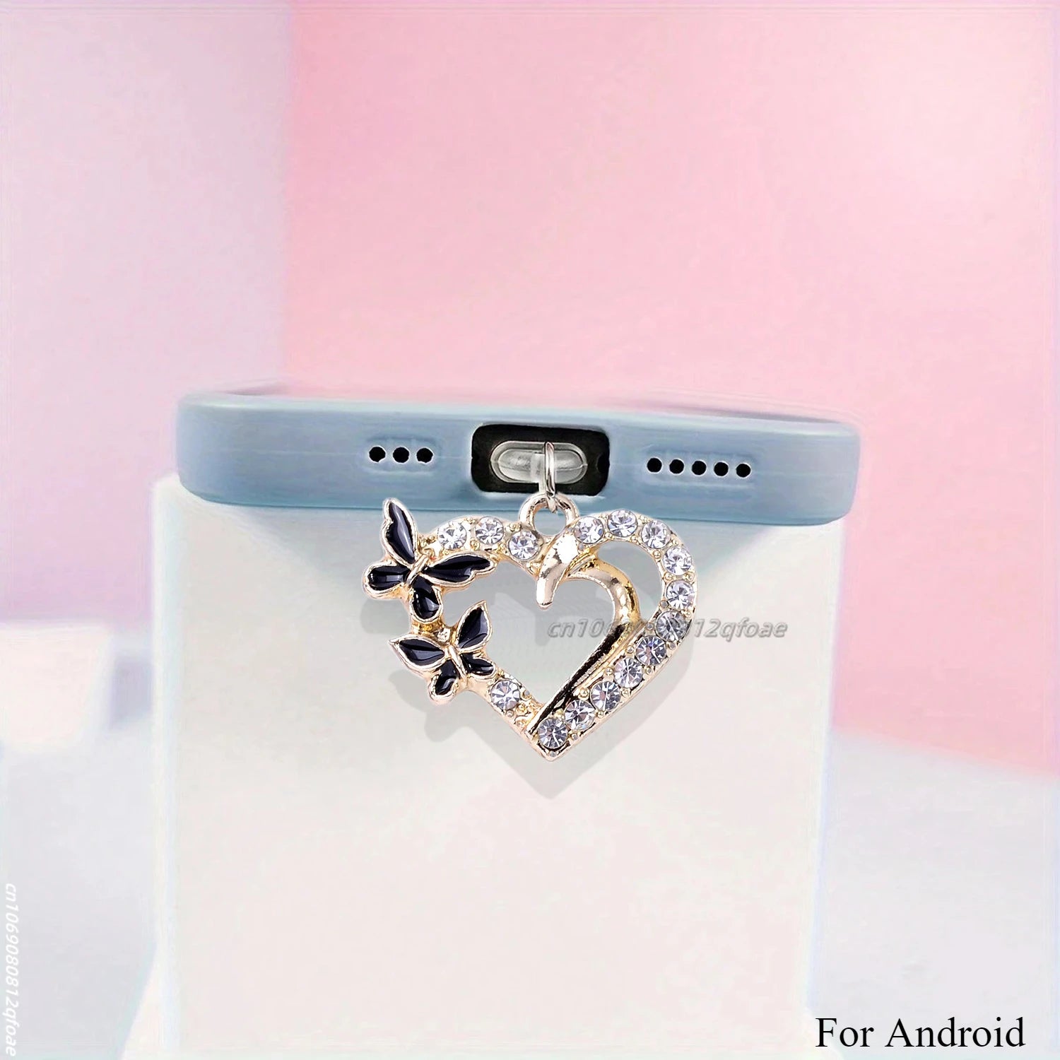 Mobile Phone Dust Plug Pendant New Butterfly With Artificial Pearls And Diamonds Accessory Decoration For iPhone Type-c Port
