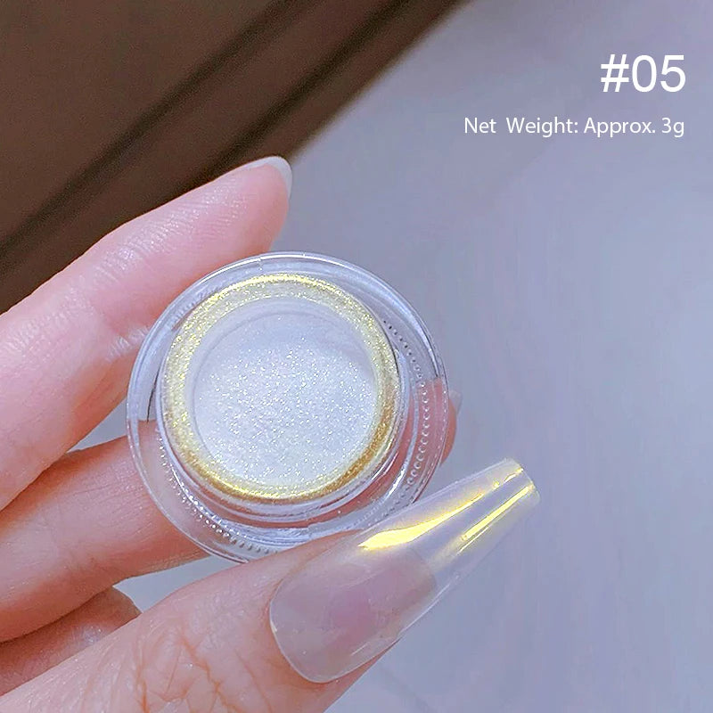 NICOLE DIARY 5g Aurora Pearl White Pink Nail Powder Chrome Pigments Metallic Rubbing Dust Moonlight Effect Nail Arts Decoration