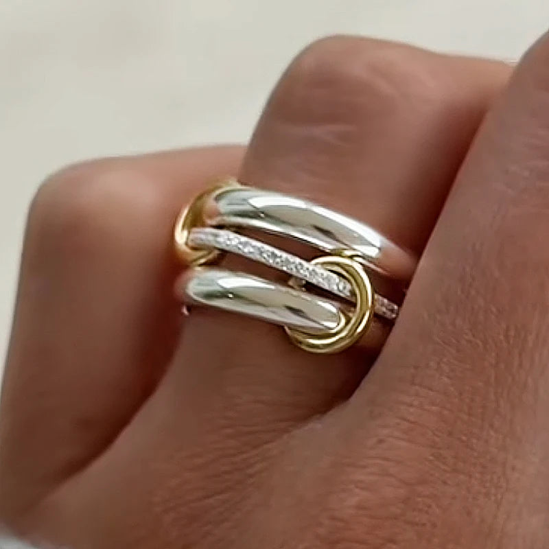 Ring Stack Set For Women Men INS Fashion Stainless Steel Silver Color Cubic Zirconia Spinelli Ring Finger Jewelry Trends 2025