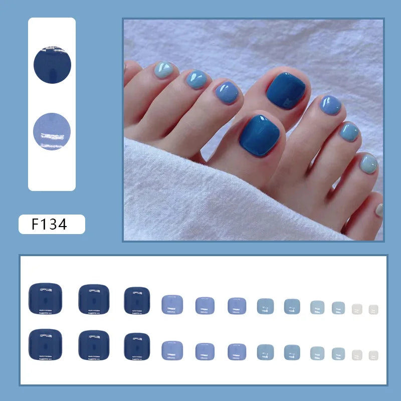 Flash Pile Drill Press on Nails Fake Nails Tips with Sticker False Toenail Design Butterfly Lovely Girl False Toenail