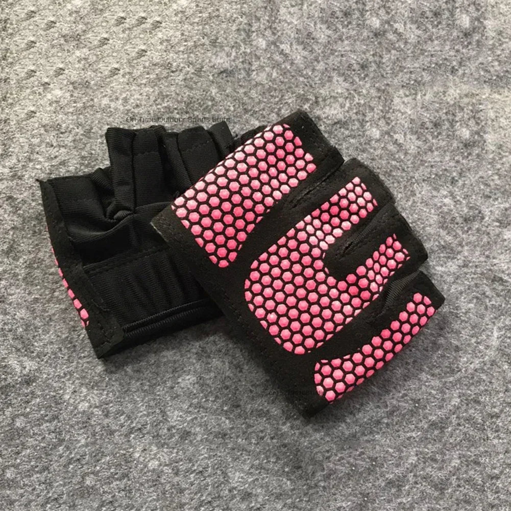 1pair Gym Half Finger Gloves Men Women Anti-Slip Silicone Workout Glove Pull Up Power Weight Lifting Grips Hand Plam Protector