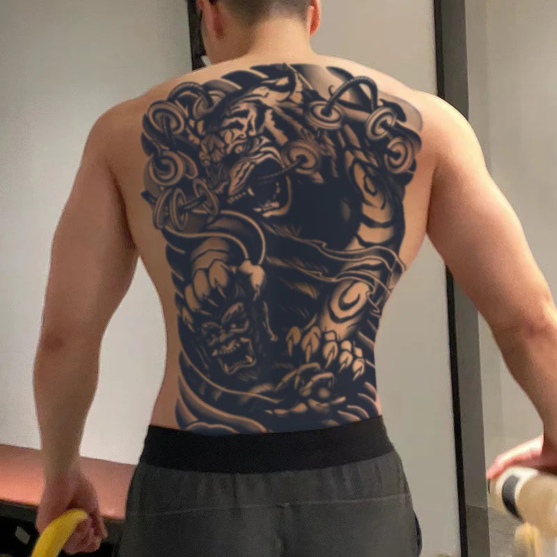 Angel Wings God Tattoo Stickers Realistic Juice Ink Semi Permanent Full Back Body Tattoo Temporary Lasting 2 Weeks Men Adult