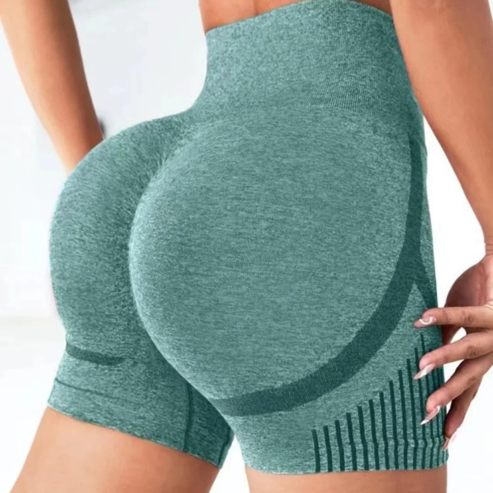 New Women Seamless Sports Yoga Shorts High Waist Lift Butt Running Gym Leggings Elastic Scrunch Sportswear