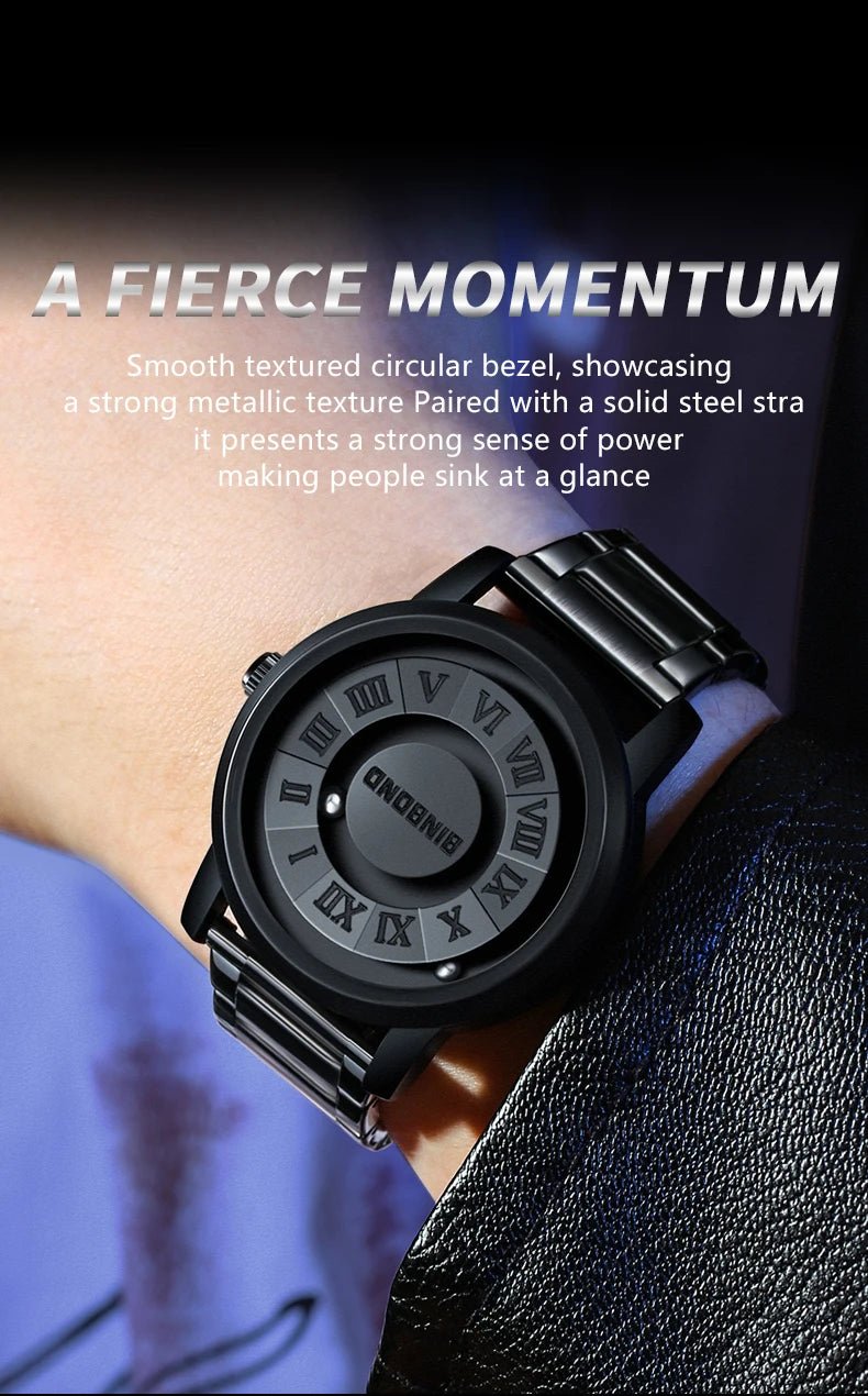 BINBOND B234 Top Luxury Men Quartz Watches Magnetic Levitation Hollow Out Stainless Steel Waterproof Men Watch Relogio Masculino