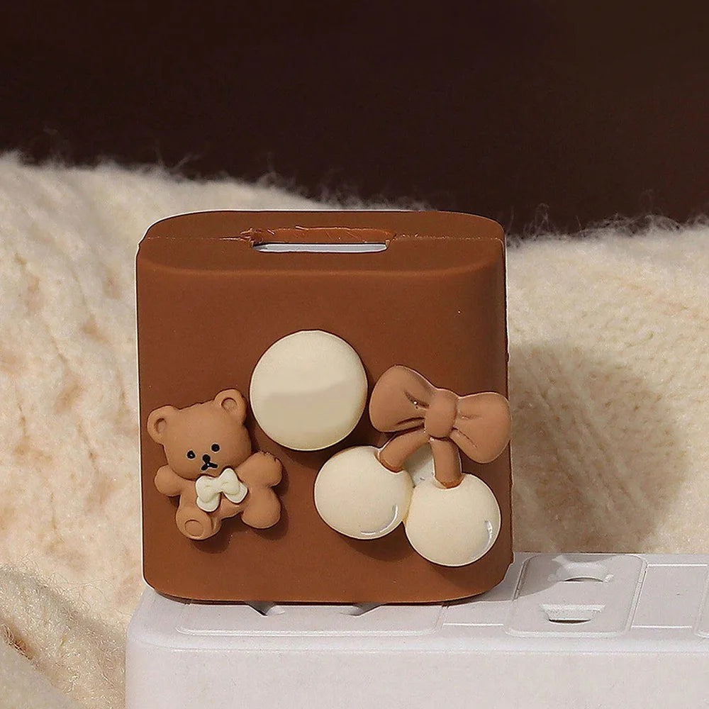 Charger Cable Protector M Bear Case Organiser For IPhone 15 14 13 12 Pro Max 18W 20W Type C Data Line Spiral Winder Protective