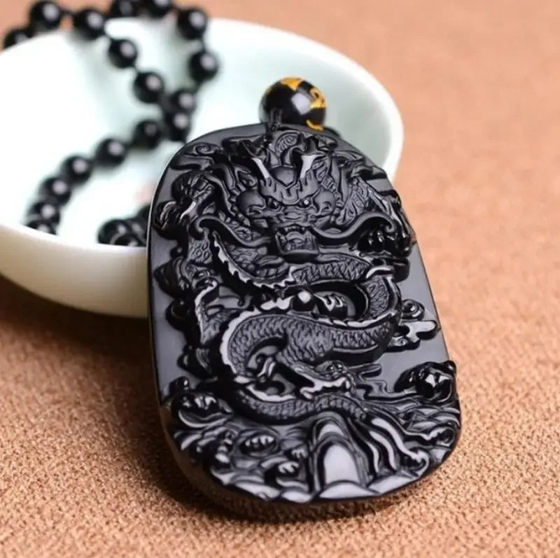 Exquisite Luxury Bamboo Imitation Jade Dragon Column Phoenix Necklace Suitable for Men and Women's Fashionable Charm Jewelry