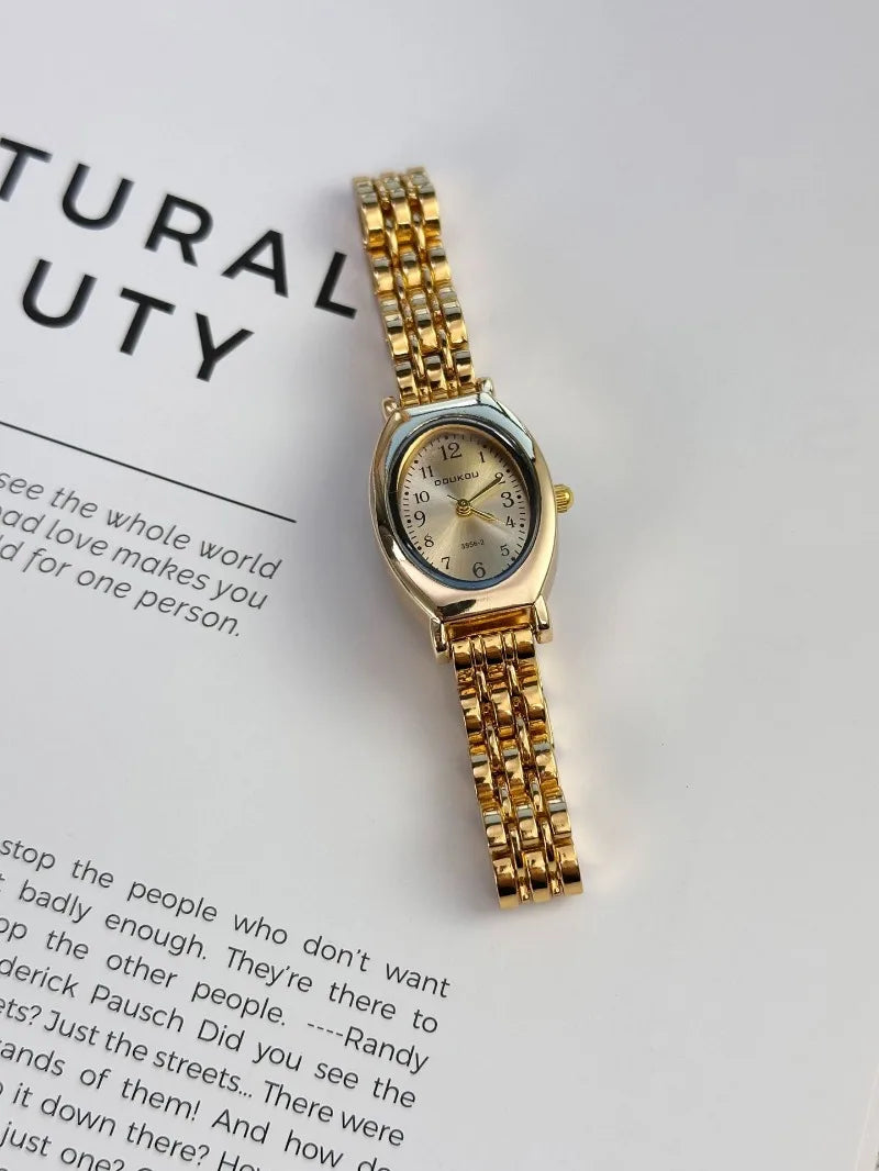 Brand Oval Watches for Women Ladies Gold Steel Strap Quartz Watch Simple and Fashionable Quartz Wristwatches Dropshipping