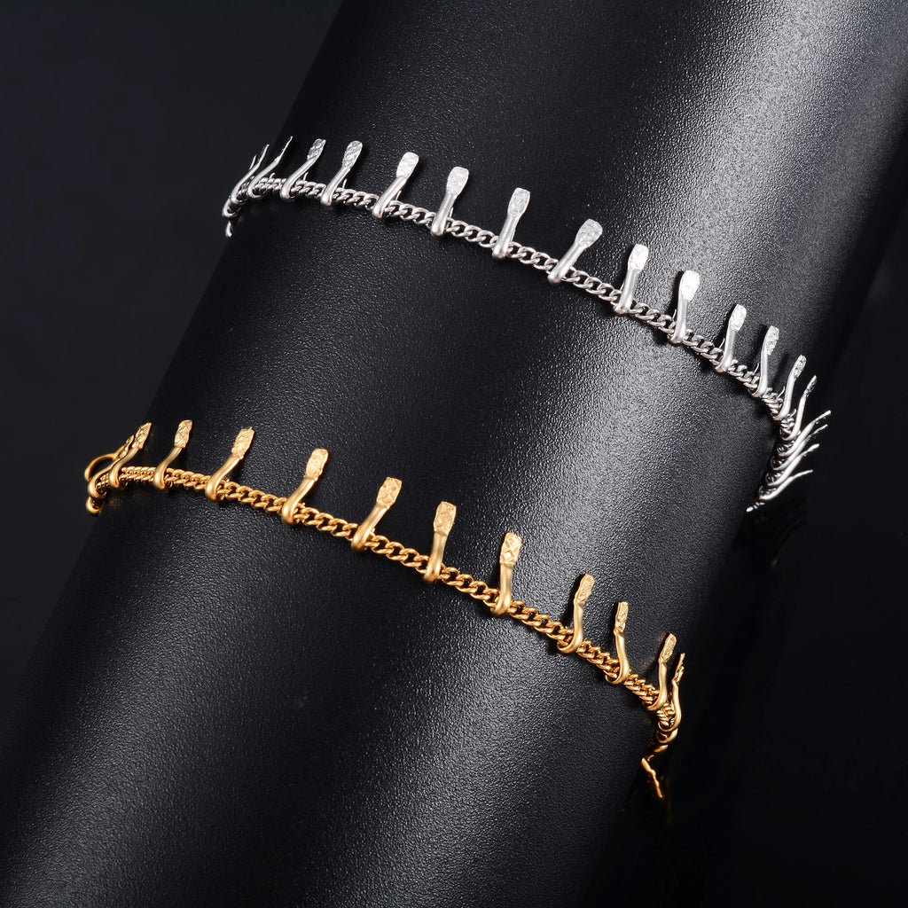 Women Bracelet Embossed Stainless Steel Link Chain for Hand Foot Ankle Anklet Ladies Bangle Girl DIY Jewelry Making Accessories