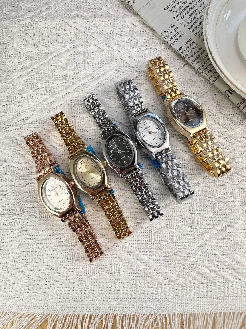 Brand Oval Watches for Women Ladies Gold Steel Strap Quartz Watch Simple and Fashionable Quartz Wristwatches Dropshipping