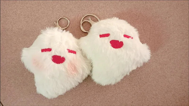 Game Genshin Hu Tao Ghost Cosplay Keychain Cute Plush Stuffed Doll Key Chain Fluffy Soft Pendant Keyring Bag Accessories