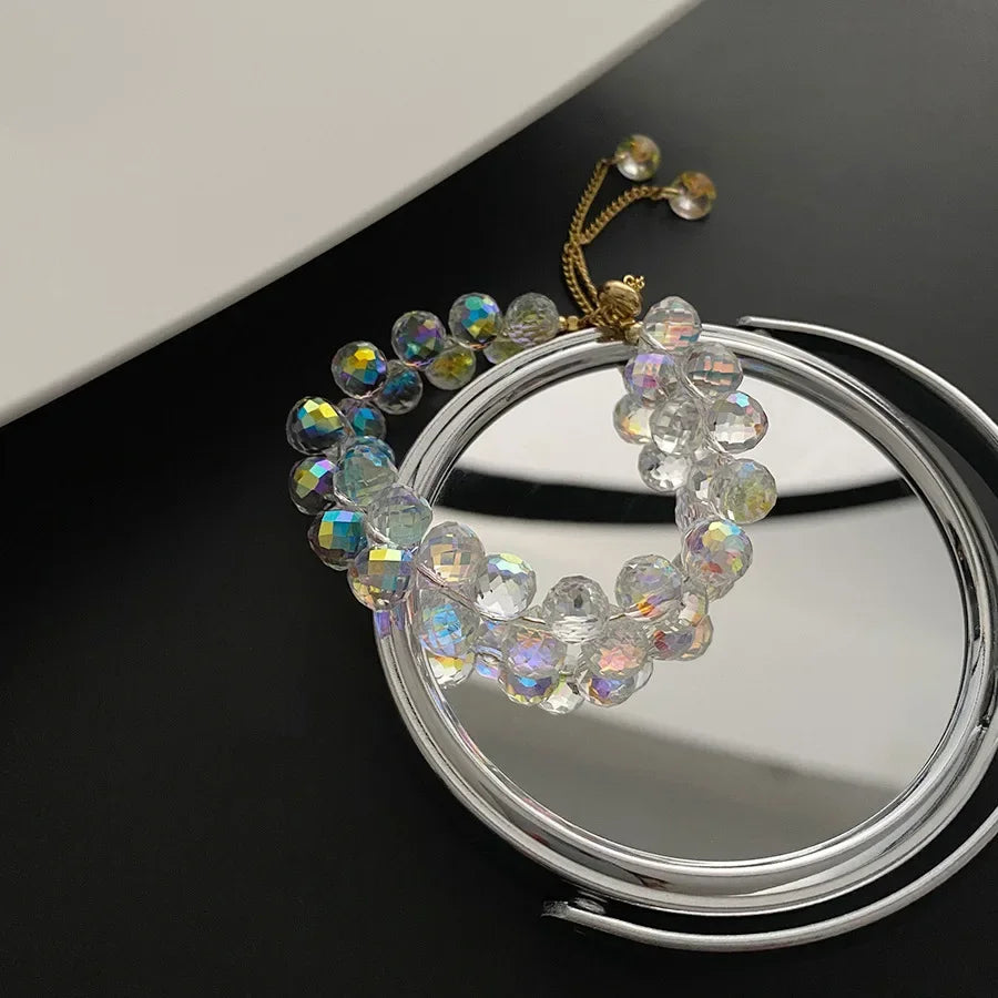 2025 New Artificial Austria Crystal Bracelet Fashion Shiny Stone Beads Elasticity Rope Strand Bracelets for Women Jewelry Gifts