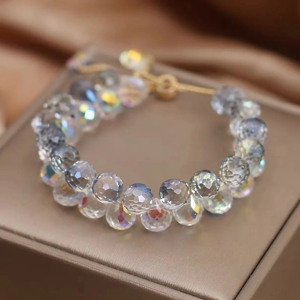 2025 New Artificial Austria Crystal Bracelet Fashion Shiny Stone Beads Elasticity Rope Strand Bracelets for Women Jewelry Gifts