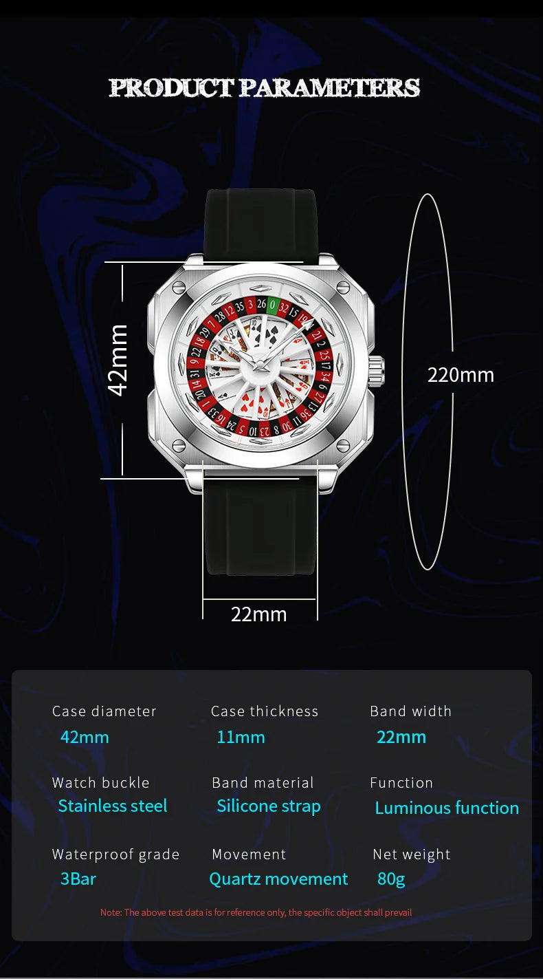 Luxury 360° Rotating Dial Watch – Waterproof Quartz Timepiece with Premium Silicone Strap