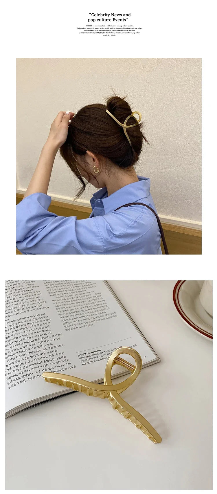 New Geometric Metal Hair Clips Elegant Gold Color Hair Claws for Women Vintage Hairpin Trendy Girls Hair Accessories