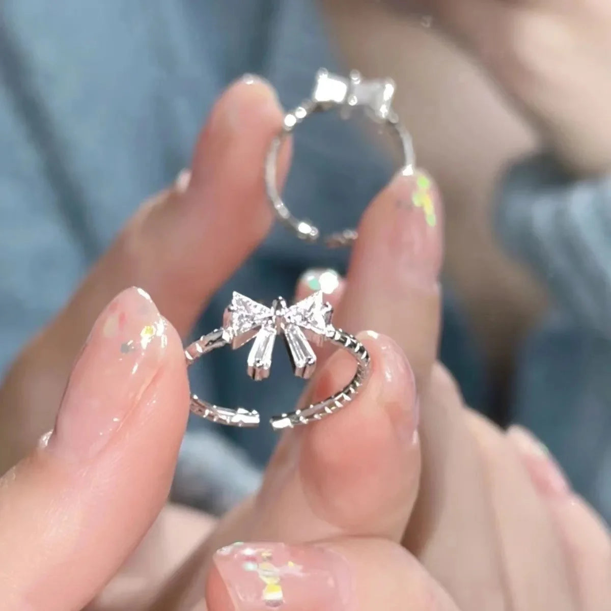 Luxury Zircon Heart Rings for Women Opening Adjustable Weave Rhinestone Ring Engagement Wedding Jewelry Fashion Girlfriend Gifts
