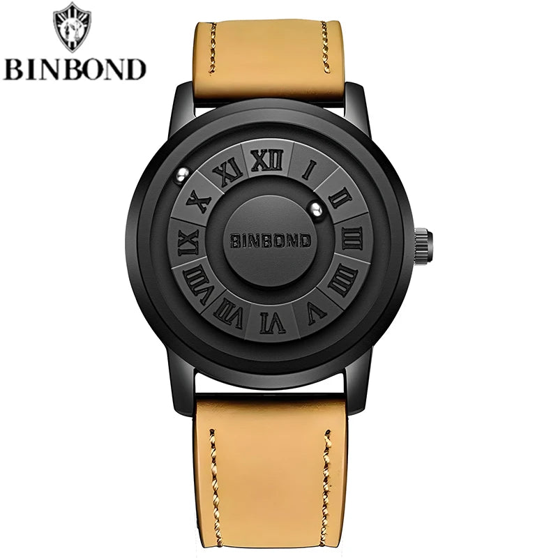 BINBOND B234 Top Luxury Men Quartz Watches Magnetic Levitation Hollow Out Stainless Steel Waterproof Men Watch Relogio Masculino