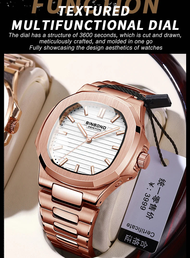 BINBONG B1885 Luxury Business Men Quartz Wristwatch 30M Waterproof Luminous Stainless Strap Men's Watches Relogio Masculino