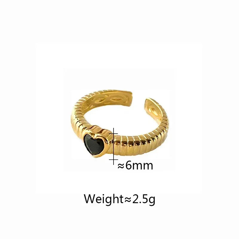 Silver Colorful Zircon Heart Rings for Women Cute Fine Jewelry Minimalist Adjustable Accessories Gift