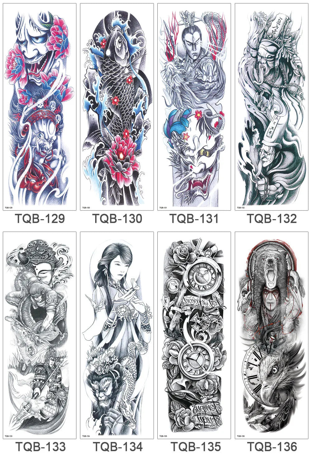 Waterproof Temporary Tattoo Sticker Large Size Tattoo for Men Sleeve Clock Fake Tattoo for Women Girl Full Arm Tattoo Fake