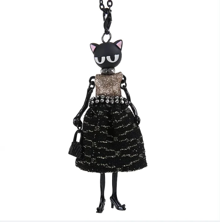 New Women Doll Long Chain Necklace Shining Dress Pendant Handmade Girl Maxi Necklaces & Pendants Brand Hot Fashion Jewelry