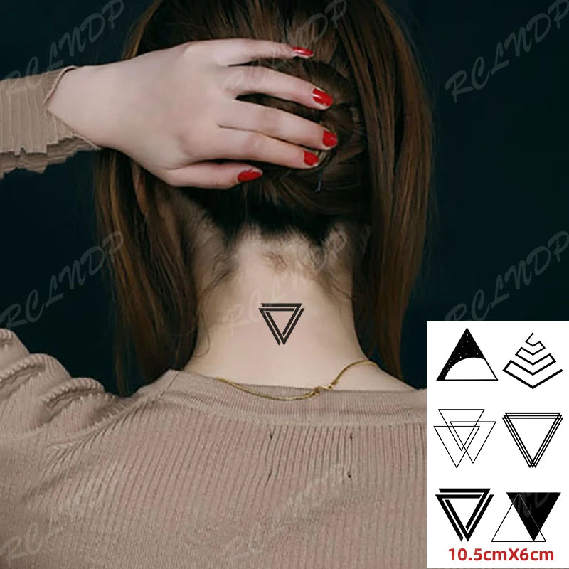 Waterproof Temporary Tattoo Sticker Neck Black Gothic Punk Devil Bull Cross English Letters Flash Tatoo Fake Tatto for Woman Men
